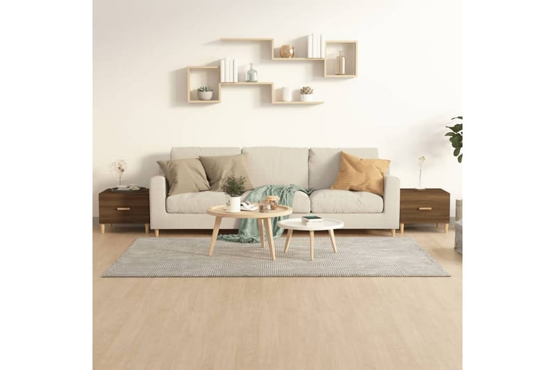 beBasic Salongbord 2 stk brun eik 50x50x40 cm konstruert tre - Brun - Møbler - Bord - Avlastningsbord - Lampebord & sidebord