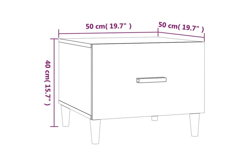 beBasic Salongbord 2 stk brun eik 50x50x40 cm konstruert tre - Brun - Lampebord & sidebord - Brettbord og småbord