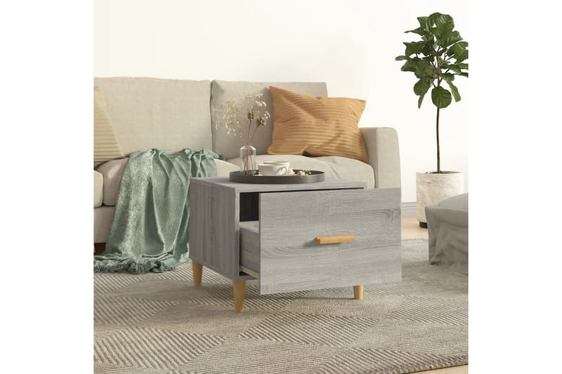 beBasic Salongbord 2 stk grå sonoma 50x50x40 cm konstruert tre - GrÃ¥ - Møbler - Bord - Avlastningsbord - Lampebord & sidebord