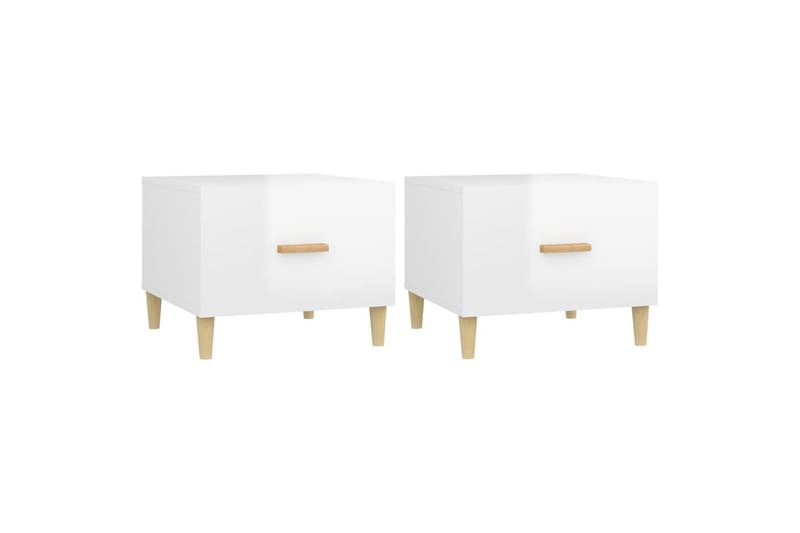 beBasic Salongbord 2 stk høyglans hvit 50x50x40 cm konstruert tre - Hvit - Møbler - Bord - Avlastningsbord - Lampebord & sidebord