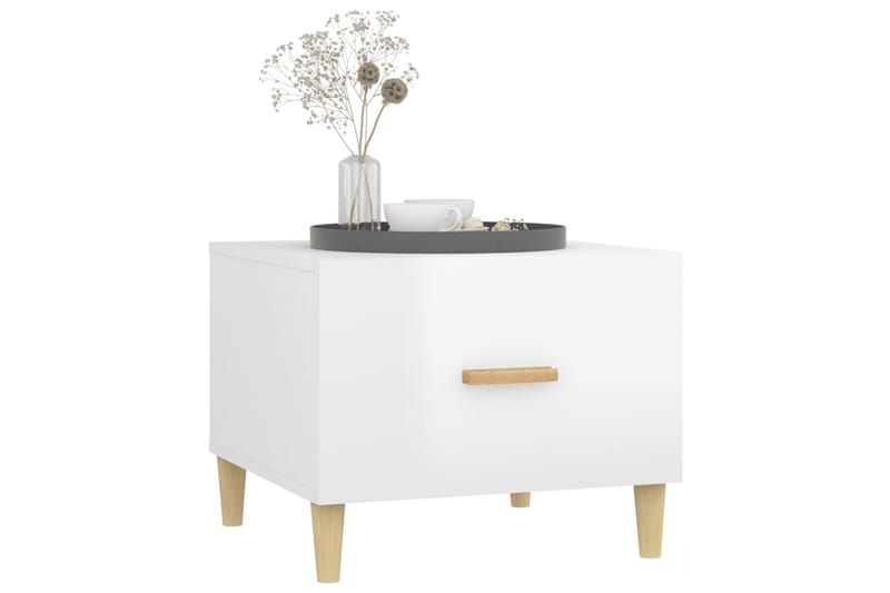 beBasic Salongbord 2 stk høyglans hvit 50x50x40 cm konstruert tre - Hvit - Møbler - Bord - Avlastningsbord - Lampebord & sidebord