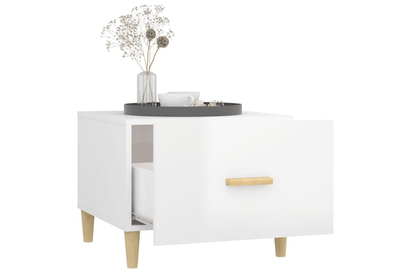 beBasic Salongbord 2 stk høyglans hvit 50x50x40 cm konstruert tre - Hvit - Møbler - Bord - Avlastningsbord - Lampebord & sidebord
