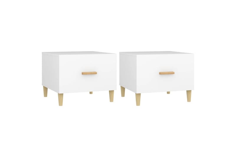 beBasic Salongbord 2 stk hvit 50x50x40 cm konstruert tre - Hvit - Møbler - Bord - Avlastningsbord - Lampebord & sidebord