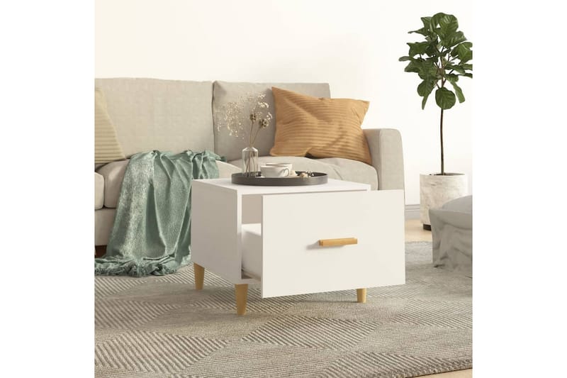 beBasic Salongbord 2 stk hvit 50x50x40 cm konstruert tre - Hvit - Møbler - Bord - Avlastningsbord - Lampebord & sidebord