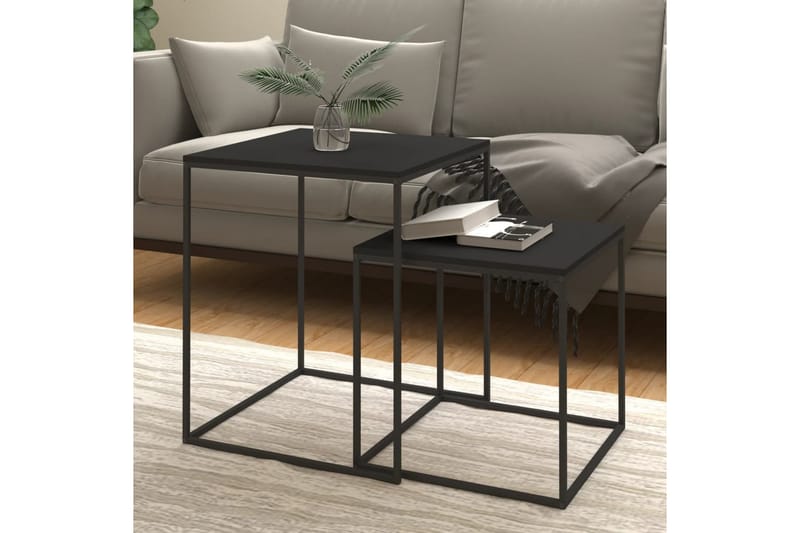 beBasic Salongbord 2 stk konstruert tre og metall - Svart - Møbler - Bord - Avlastningsbord - Lampebord & sidebord