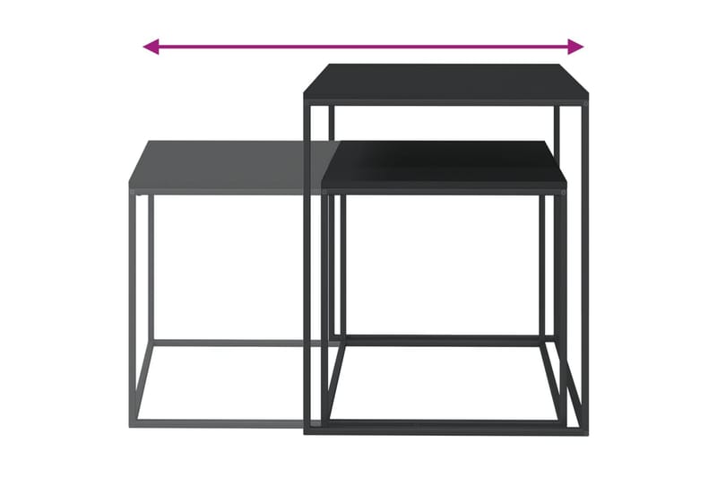 beBasic Salongbord 2 stk konstruert tre og metall - Svart - Møbler - Bord - Avlastningsbord - Lampebord & sidebord