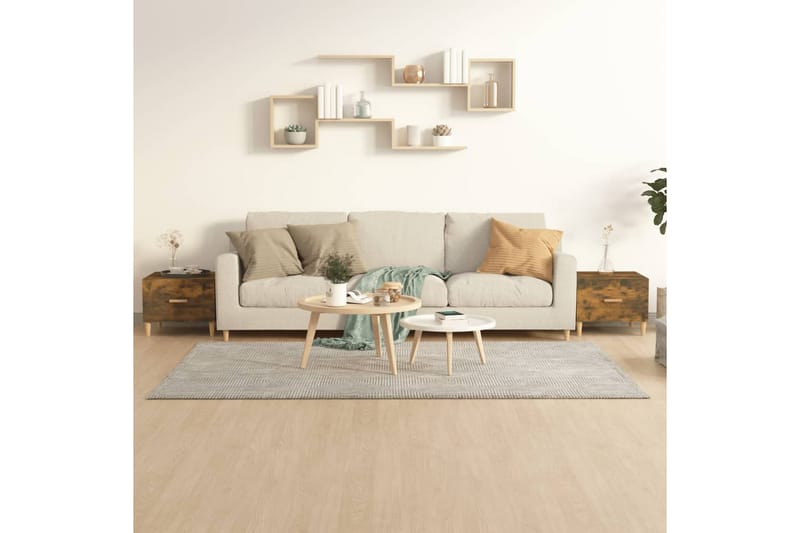 beBasic Salongbord 2 stk røkt eik 50x50x40 cm konstruert tre - Brun - Møbler - Bord - Avlastningsbord - Lampebord & sidebord
