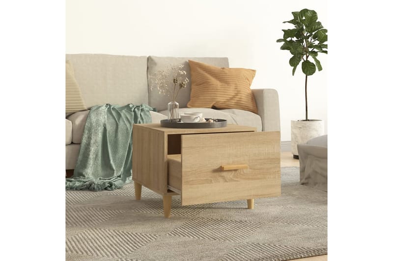 beBasic Salongbord 2 stk sonoma eik 50x50x40 cm konstruert tre - Brun - Møbler - Bord - Avlastningsbord - Lampebord & sidebord