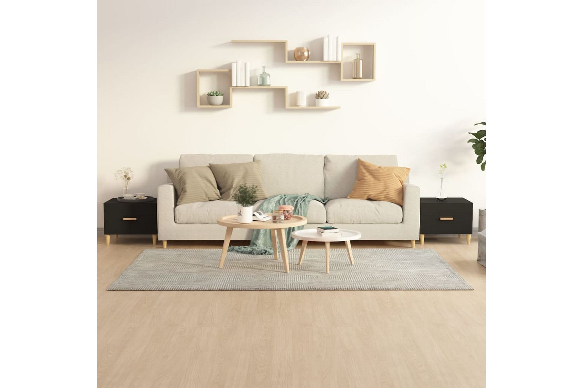 beBasic Salongbord 2 stk svart 50x50x40 cm konstruert tre - Svart - Møbler - Bord - Avlastningsbord - Lampebord & sidebord