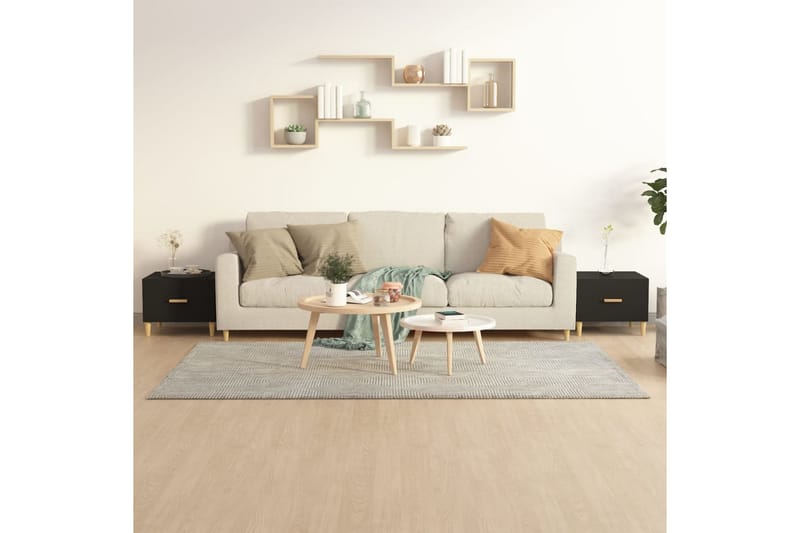 beBasic Salongbord 2 stk svart 50x50x40 cm konstruert tre - Svart - Møbler - Bord - Avlastningsbord - Lampebord & sidebord