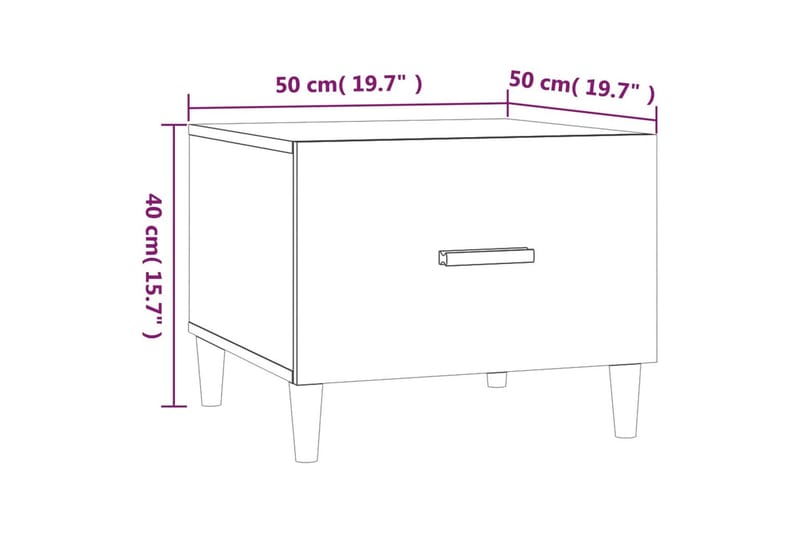 beBasic Salongbord 2 stk svart 50x50x40 cm konstruert tre - Svart - Lampebord & sidebord - Brettbord og småbord