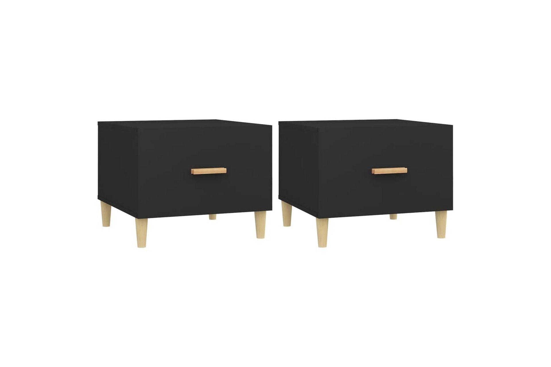 beBasic Salongbord 2 stk svart 50x50x40 cm konstruert tre - Svart - Møbler - Bord - Avlastningsbord - Lampebord & sidebord