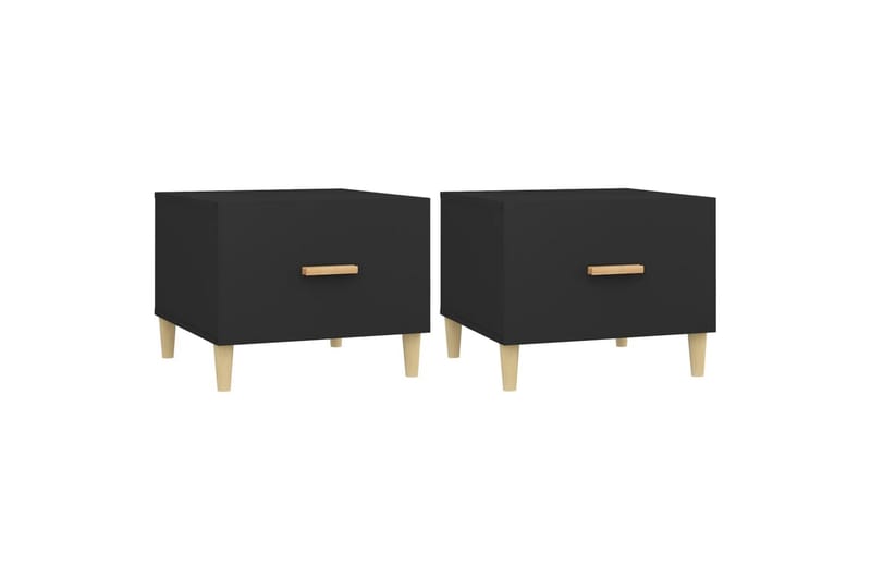beBasic Salongbord 2 stk svart 50x50x40 cm konstruert tre - Svart - Møbler - Bord - Avlastningsbord - Lampebord & sidebord
