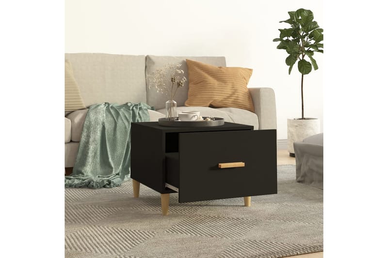 beBasic Salongbord 2 stk svart 50x50x40 cm konstruert tre - Svart - Møbler - Bord - Avlastningsbord - Lampebord & sidebord