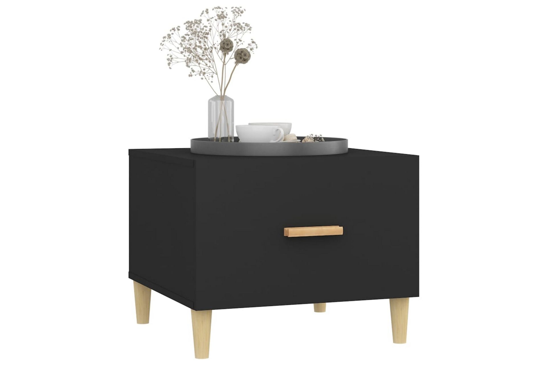 beBasic Salongbord 2 stk svart 50x50x40 cm konstruert tre - Svart - Møbler - Bord - Avlastningsbord - Lampebord & sidebord