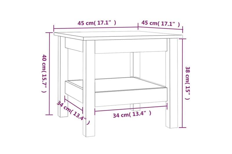 beBasic Salongbord 45x45x40 cm heltre furu - Brun - Lampebord & sidebord - Brettbord og småbord