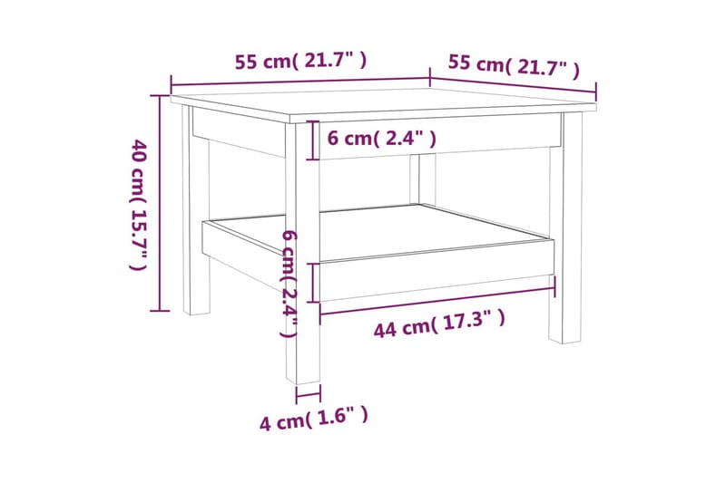 beBasic Salongbord 55x55x40 cm heltre furu - Brun - Lampebord & sidebord - Brettbord og småbord