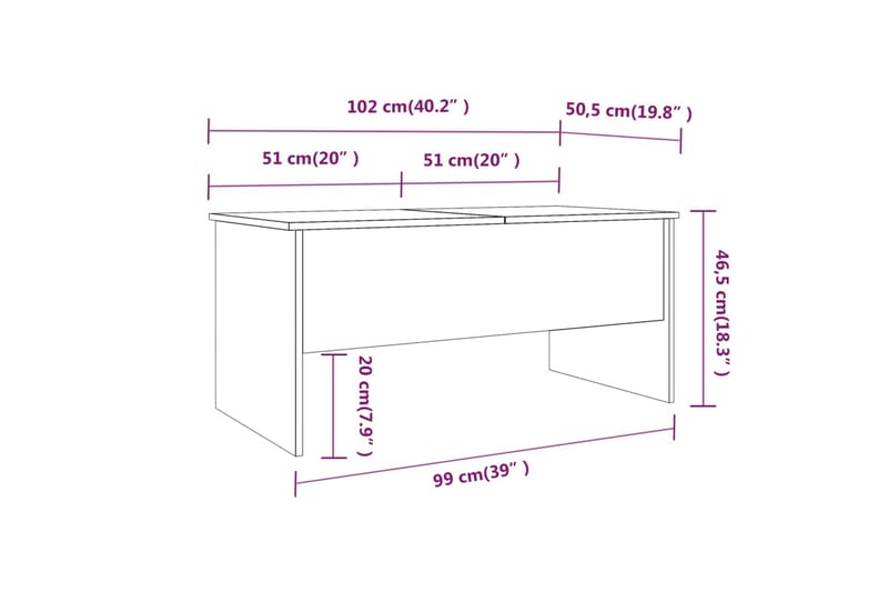beBasic Salongbord betonggrå 102x50,5x46,5 cm konstruert tre - GrÃ¥ - Lampebord & sidebord - Brettbord og småbord