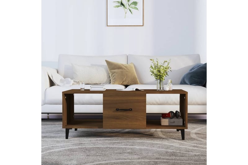 beBasic Salongbord brun eik 102x50x40 cm konstruert tre - Brun - Møbler - Bord - Avlastningsbord - Lampebord & sidebord