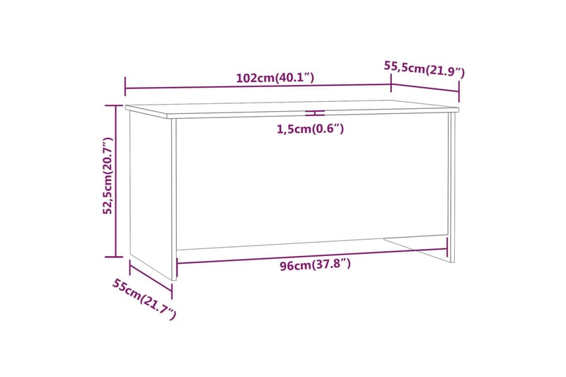 beBasic Salongbord brun eik 102x55,5x52,5 cm konstruert tre - Brun - Møbler - Bord - Avlastningsbord - Lampebord & sidebord
