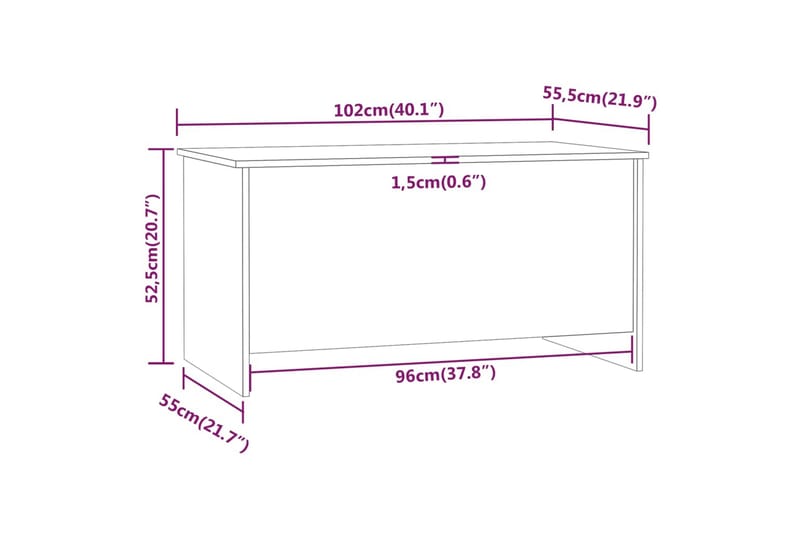 beBasic Salongbord brun eik 102x55,5x52,5 cm konstruert tre - Brun - Lampebord & sidebord - Brettbord og småbord