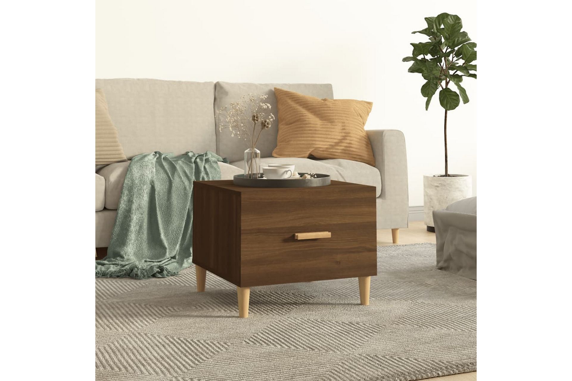 beBasic Salongbord brun eik 50x50x40 cm konstruert tre - Brun - Møbler - Bord - Avlastningsbord - Lampebord & sidebord
