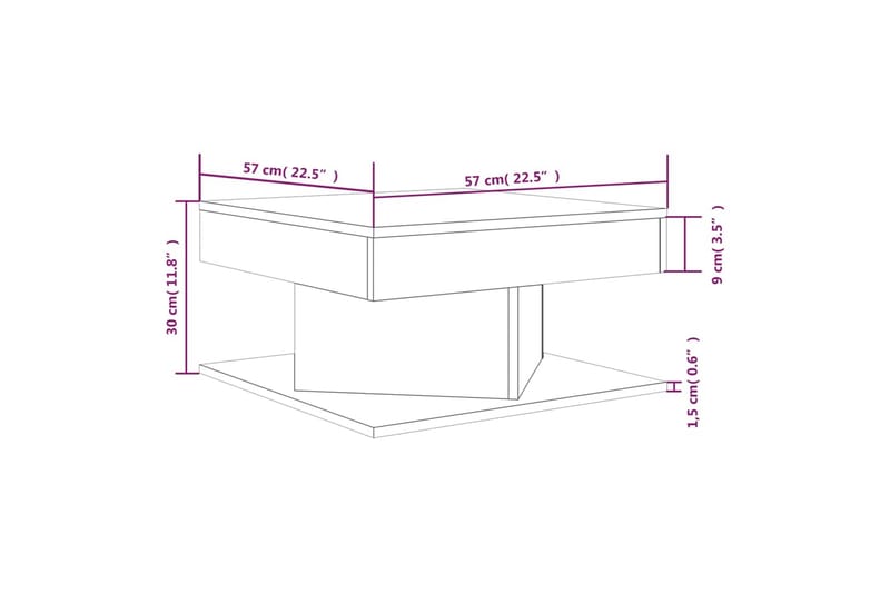 beBasic Salongbord brun eik 57x57x30 cm konstruert tre - Brun - Lampebord & sidebord - Brettbord og småbord