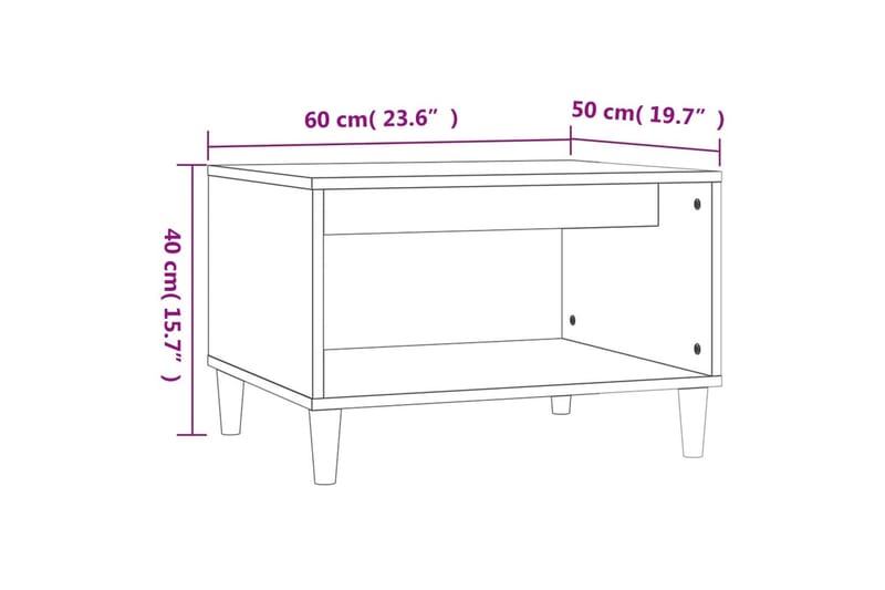 beBasic Salongbord brun eik 60x40x50 cm konstruert tre - Brun - Lampebord & sidebord - Brettbord og småbord