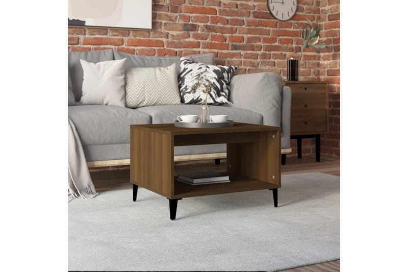 beBasic Salongbord brun eik 60x50x40 cm konstruert tre - Brun - Møbler - Bord - Avlastningsbord - Lampebord & sidebord