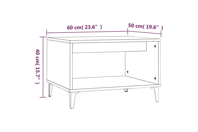 beBasic Salongbord brun eik 60x50x40 cm konstruert tre - Brun - Lampebord & sidebord - Brettbord og småbord