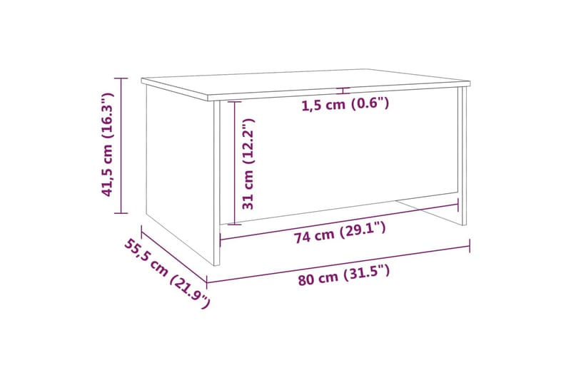 beBasic Salongbord brun eik 80x55,5x41,5 cm konstruert tre - Brun - Møbler - Bord - Avlastningsbord - Lampebord & sidebord