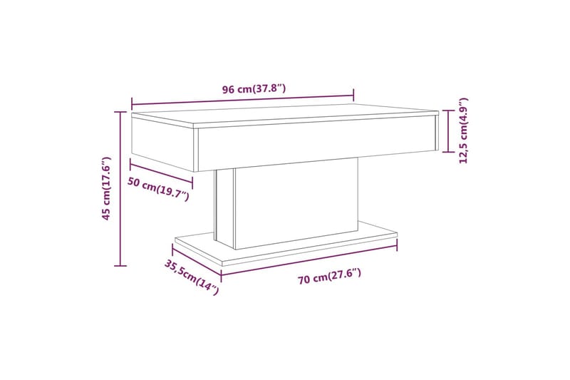 beBasic Salongbord brun eik 96x50x45 cm konstruert tre - Brun - Lampebord & sidebord - Brettbord og småbord