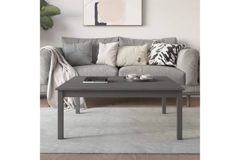 beBasic Salongbord grå 100x100x40 cm heltre furu - GrÃ¥ - Lampebord & sidebord - Brettbord og småbord