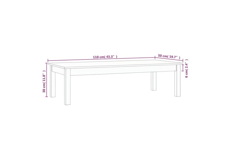 beBasic Salongbord grå 110x50x30 cm heltre furu - GrÃ¥ - Møbler - Bord - Avlastningsbord - Lampebord & sidebord