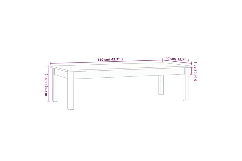 beBasic Salongbord grå 110x50x30 cm heltre furu - GrÃ¥ - Lampebord & sidebord - Brettbord og småbord