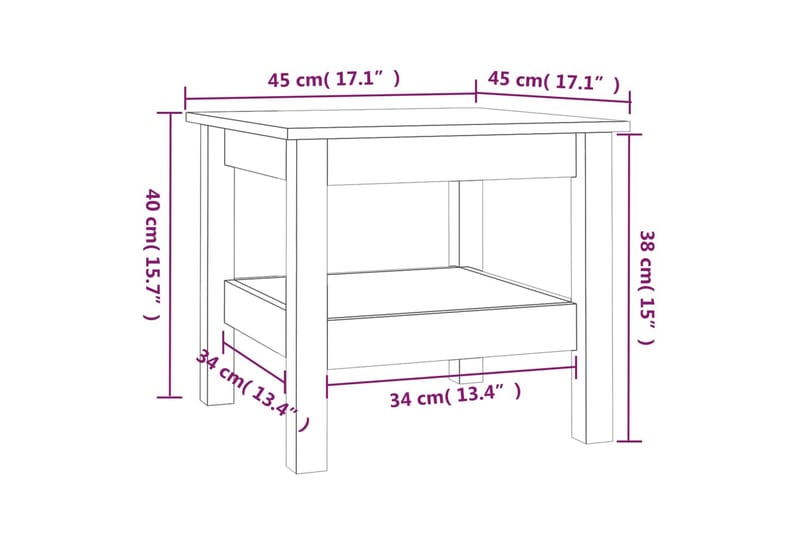beBasic Salongbord grå 45x45x40 cm heltre furu - GrÃ¥ - Møbler - Bord - Avlastningsbord - Lampebord & sidebord