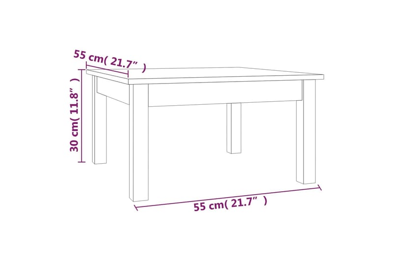 beBasic Salongbord grå 55x55x30 cm heltre furu - GrÃ¥ - Lampebord & sidebord - Brettbord og småbord
