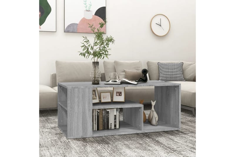 beBasic Salongbord grå sonoma 100x50x40 cm konstruert tre - GrÃ¥ - Lampebord & sidebord - Brettbord og småbord