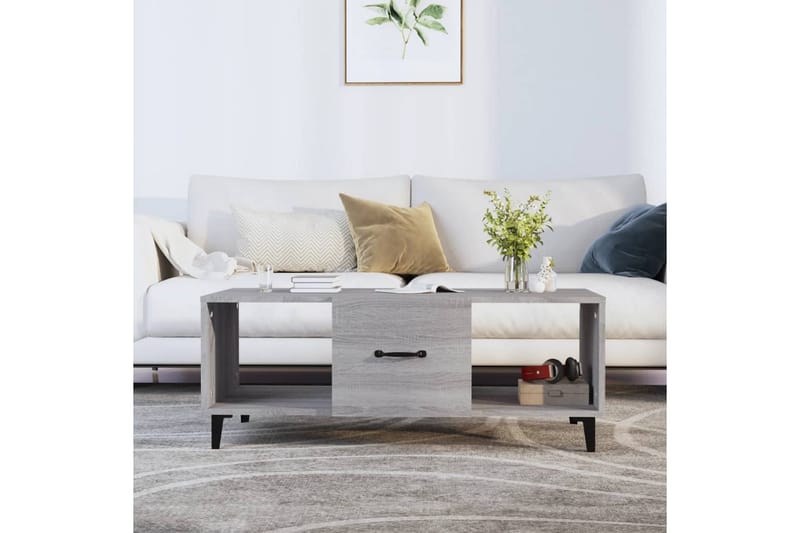beBasic Salongbord grå sonoma 102x50x40 cm konstruert tre - GrÃ¥ - Møbler - Bord - Avlastningsbord - Lampebord & sidebord