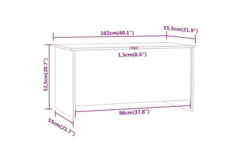 beBasic Salongbord grå sonoma 102x55,5x52,5 cm konstruert tre - GrÃ¥ - Lampebord & sidebord - Brettbord og småbord