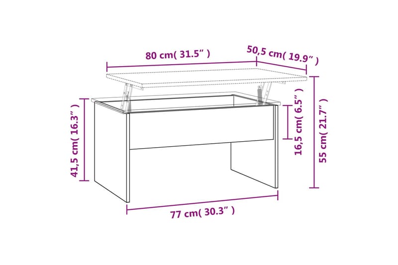 beBasic Salongbord grå sonoma 80x50,5x41,5 cm konstruert tre - GrÃ¥ - Lampebord & sidebord - Brettbord og småbord