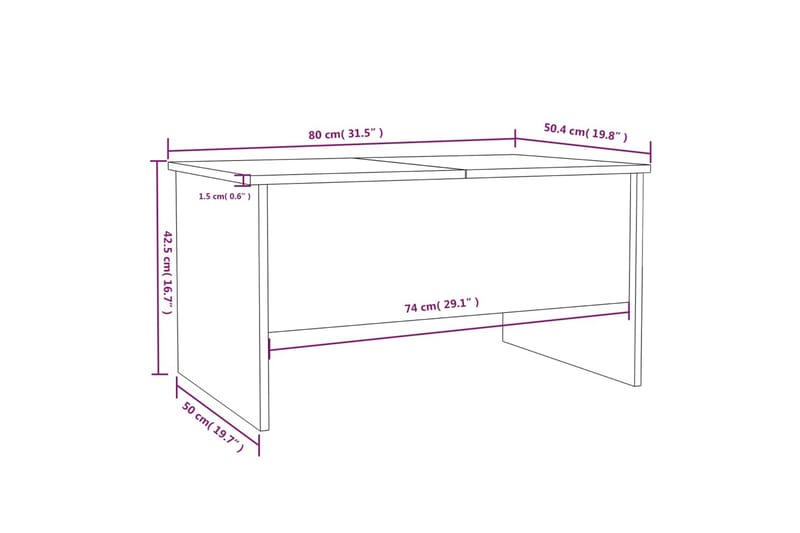 beBasic Salongbord grå sonoma 80x50x42,5 cm konstruert tre - GrÃ¥ - Møbler - Bord - Avlastningsbord - Lampebord & sidebord