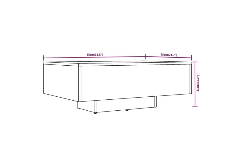 beBasic Salongbord grå sonoma 85x55x31 cm konstruert tre - GrÃ¥ - Lampebord & sidebord - Brettbord og småbord