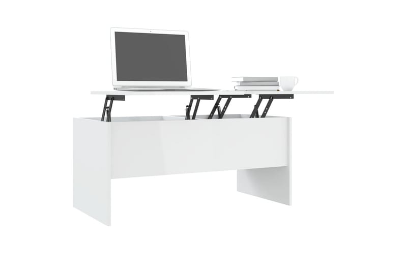 beBasic Salongbord høyglans hvit 102x50,5x46,5 cm konstruert tre - Hvit - Lampebord & sidebord - Brettbord og småbord