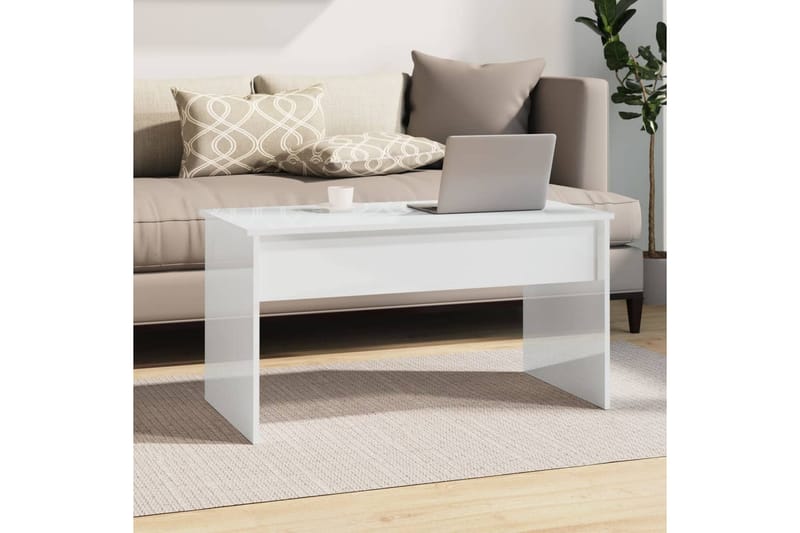 beBasic Salongbord høyglans hvit 102x50,5x52,5 cm konstruert tre - Hvit - Lampebord & sidebord - Brettbord og småbord