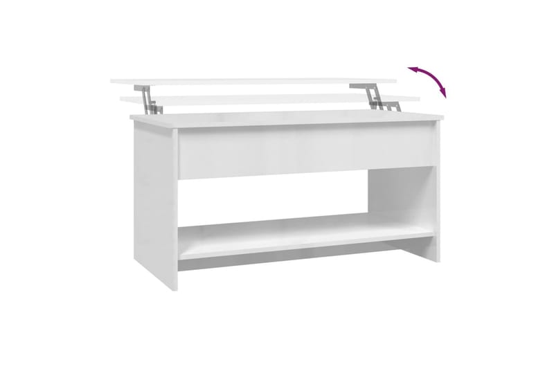 beBasic Salongbord høyglans hvit 102x50x52,5 cm konstruert tre - Hvit - Lampebord & sidebord - Brettbord og småbord