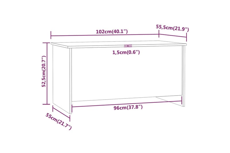 beBasic Salongbord høyglans hvit 102x55,5x52,5 cm konstruert tre - Hvit - Lampebord & sidebord - Brettbord og småbord