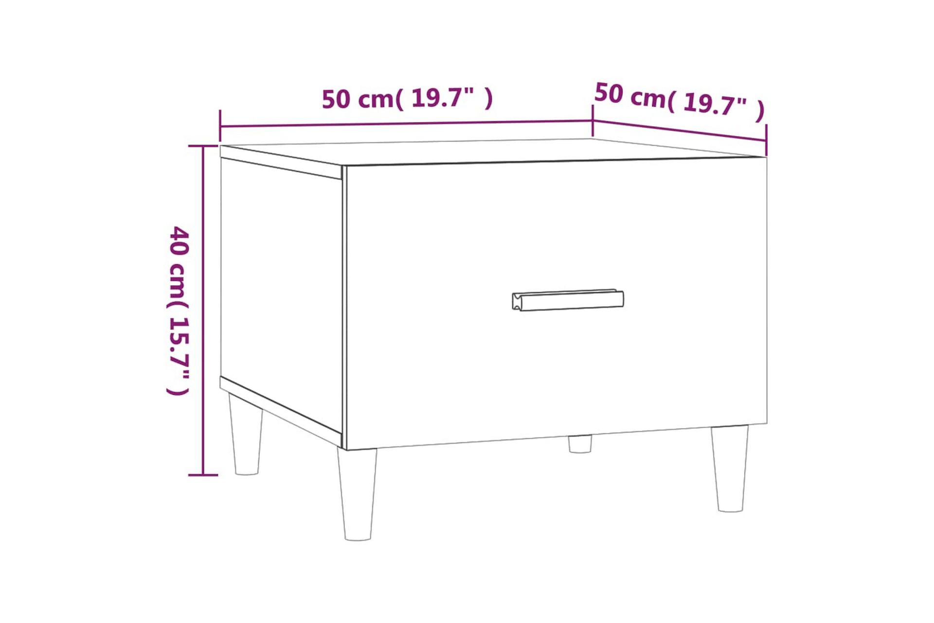beBasic Salongbord høyglans hvit 50x50x40 cm konstruert tre - Hvit - Møbler - Bord - Avlastningsbord - Lampebord & sidebord