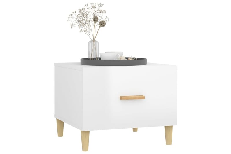 beBasic Salongbord høyglans hvit 50x50x40 cm konstruert tre - Hvit - Møbler - Bord - Avlastningsbord - Lampebord & sidebord