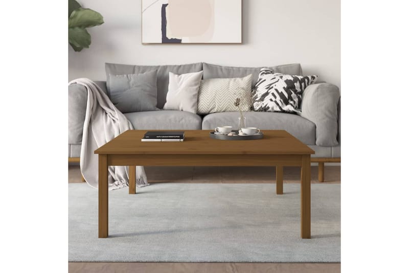 beBasic Salongbord honningbrun 100x100x40 cm heltre furu - Brun - Møbler - Bord - Avlastningsbord - Lampebord & sidebord
